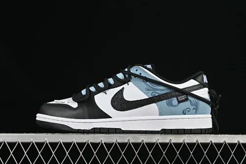 All categories Nk SB Dunk Series Nk SB Dunk Low High-end customized low-top sneakers Nike SB Dunk Low Black and white blue embossed strappy low-top casual sneakers DD1503-101
